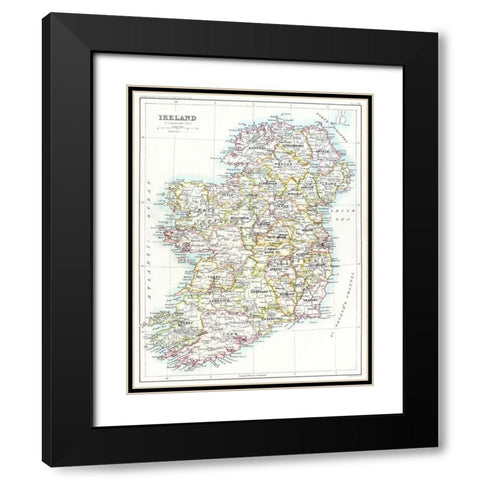Ireland from the Gazetteer of the British Isles 1887 Black Modern Wood Framed Art Print with Double Matting by Bartholomew, John