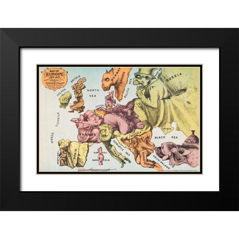 War Map of Europe As seen through French eyes Black Modern Wood Framed Art Print with Double Matting by Hadol, Paul