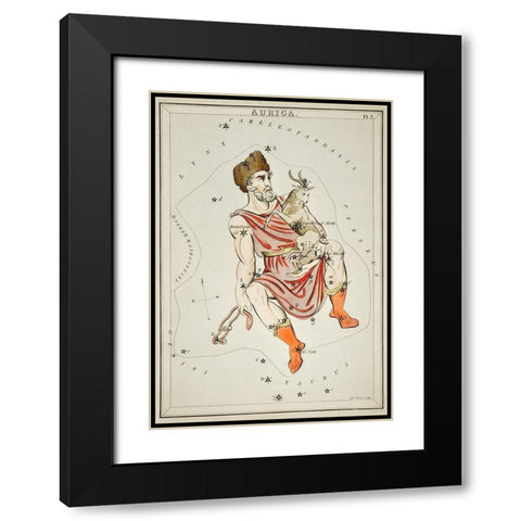 Astronomical chart illustration of the Auriga Black Modern Wood Framed Art Print with Double Matting by Hall, Sidney