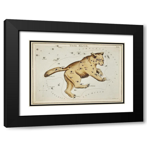 Astronomical chart illustration of the Ursa Major Black Modern Wood Framed Art Print with Double Matting by Hall, Sidney