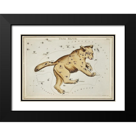 Astronomical chart illustration of the Ursa Major Black Modern Wood Framed Art Print with Double Matting by Hall, Sidney