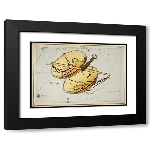 Astronomical chart illustration of the Libra Black Modern Wood Framed Art Print with Double Matting by Hall, Sidney