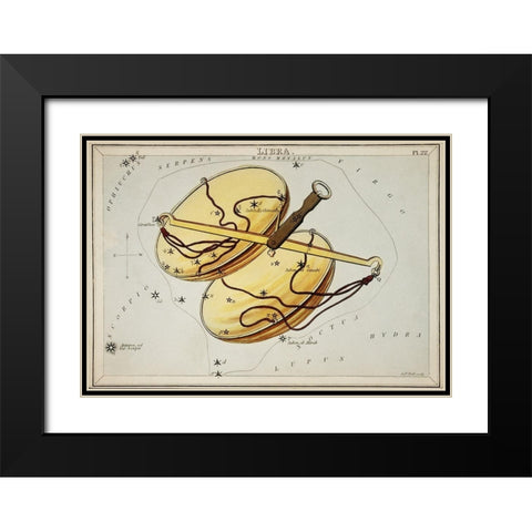 Astronomical chart illustration of the Libra Black Modern Wood Framed Art Print with Double Matting by Hall, Sidney