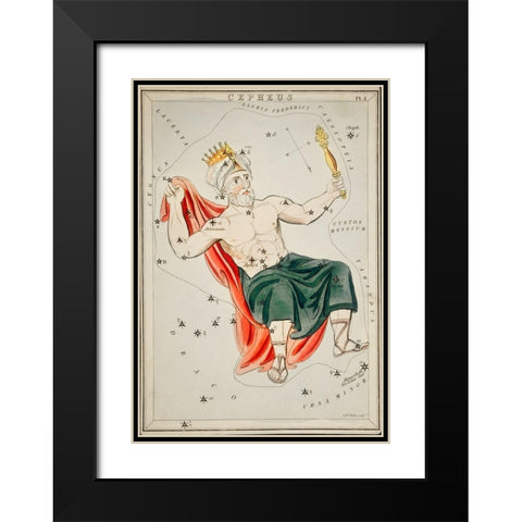 Astronomical chart illustration of the Cepheus Black Modern Wood Framed Art Print with Double Matting by Hall, Sidney