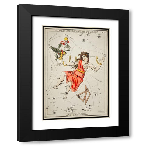 Astronomical chart illustration of Gloria Frederici-Andromeda Black Modern Wood Framed Art Print with Double Matting by Hall, Sidney