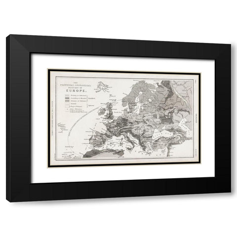 Geology-The Principal Features of Europe Geological 1820 Black Modern Wood Framed Art Print with Double Matting by Goldsmith, Oliver