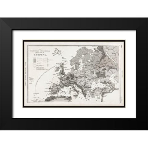 Geology-The Principal Features of Europe Geological 1820 Black Modern Wood Framed Art Print with Double Matting by Goldsmith, Oliver