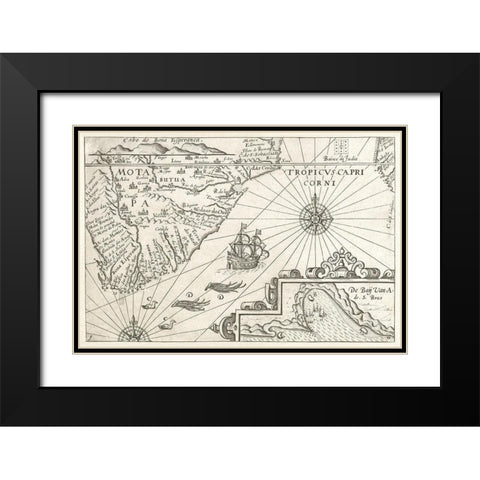 Map of the Cape of Good Hope Black Modern Wood Framed Art Print with Double Matting by Vintage Maps