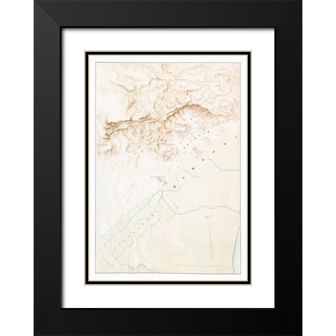 Topographic map of the ruins of Thebes Black Modern Wood Framed Art Print with Double Matting by d Avennes, Emile Prisse