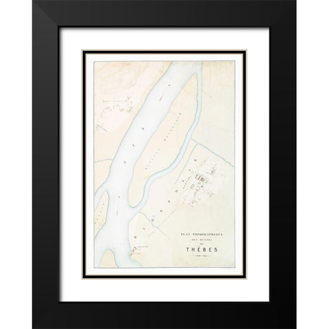 Topographic map of the ruins of Thebes Black Modern Wood Framed Art Print with Double Matting by d Avennes, Emile Prisse