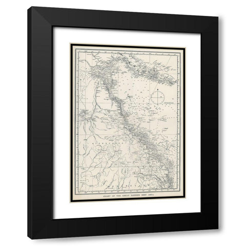 Chart of the Great Barrier Reef Area of Australia 1893 Black Modern Wood Framed Art Print with Double Matting by Saville Kent, William