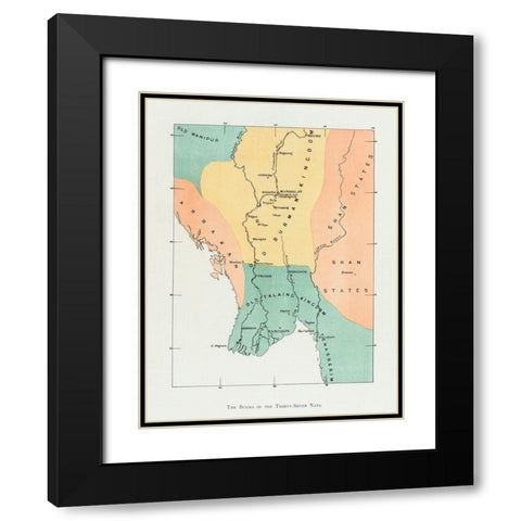 Map of the old Burman kingdom 1906 Black Modern Wood Framed Art Print with Double Matting by Griggs, William