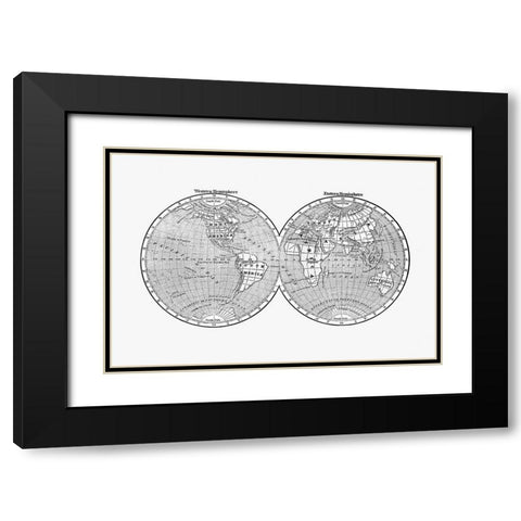 World map from A System of Geography-for the use of Schools 1860 Black Modern Wood Framed Art Print with Double Matting by Morse, Sidney Edwards