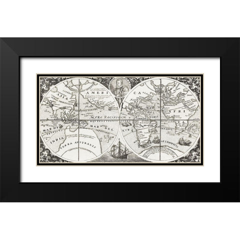 Grand voyages-Part VIII title page from Grand voyages 1596 Black Modern Wood Framed Art Print with Double Matting by Bry, de Theodor