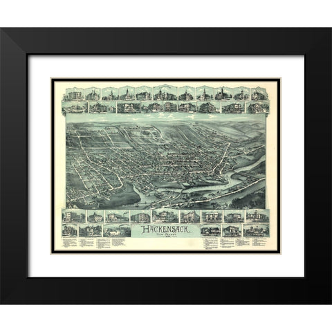 Hackensack-New Jersey 1896 Black Modern Wood Framed Art Print with Double Matting by Vintage Places