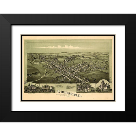 Woodsfield-Ohio 1899 Black Modern Wood Framed Art Print with Double Matting by Vintage Places