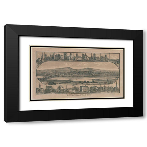 Towanda-Pennsylvania 1880 Black Modern Wood Framed Art Print with Double Matting by Vintage Places