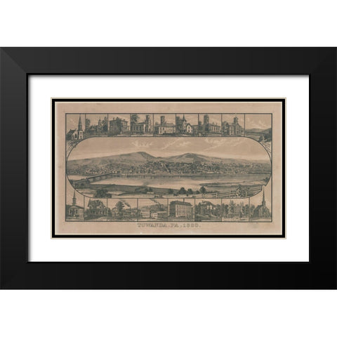 Towanda-Pennsylvania 1880 Black Modern Wood Framed Art Print with Double Matting by Vintage Places