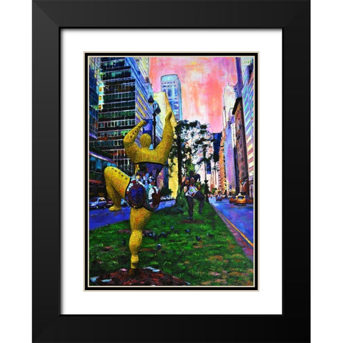 Dancing in the Street Black Modern Wood Framed Art Print with Double Matting by Ghanooni, Sarah