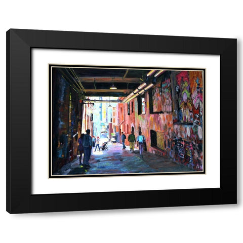 Grafitti Alley Black Modern Wood Framed Art Print with Double Matting by Ghanooni, Sarah