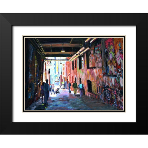 Grafitti Alley Black Modern Wood Framed Art Print with Double Matting by Ghanooni, Sarah