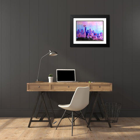 View of Seattle Black Modern Wood Framed Art Print with Double Matting by Ghanooni, Sarah
