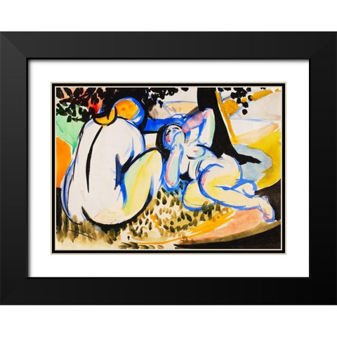Nudes Black Modern Wood Framed Art Print with Double Matting by Sayen, Henry Lyman