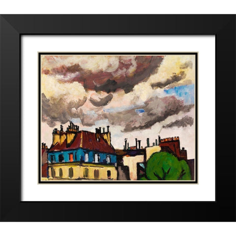 Rooftops and Clouds-Paris Black Modern Wood Framed Art Print with Double Matting by Sayen, Henry Lyman