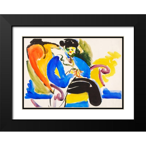 Calligraphic 2 Woman on Chair Black Modern Wood Framed Art Print with Double Matting by Sayen, Henry Lyman