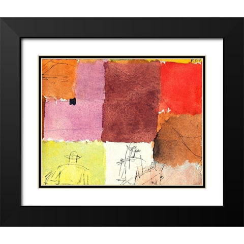 Composition with Figures Black Modern Wood Framed Art Print with Double Matting by Klee, Paul