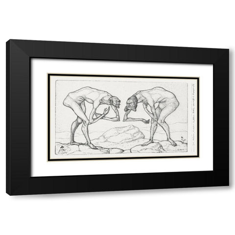 Two Men Meet-Each Believing the Other to Be of Higher Rank Black Modern Wood Framed Art Print with Double Matting by Klee, Paul