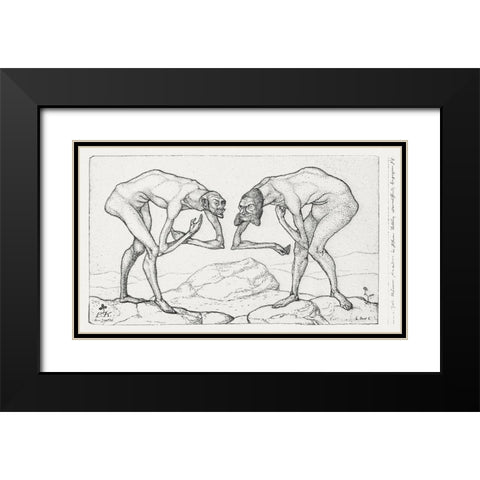 Two Men Meet-Each Believing the Other to Be of Higher Rank Black Modern Wood Framed Art Print with Double Matting by Klee, Paul