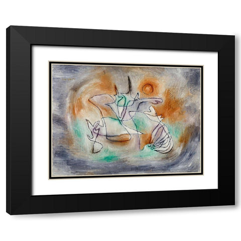 Howling Dog Black Modern Wood Framed Art Print with Double Matting by Klee, Paul