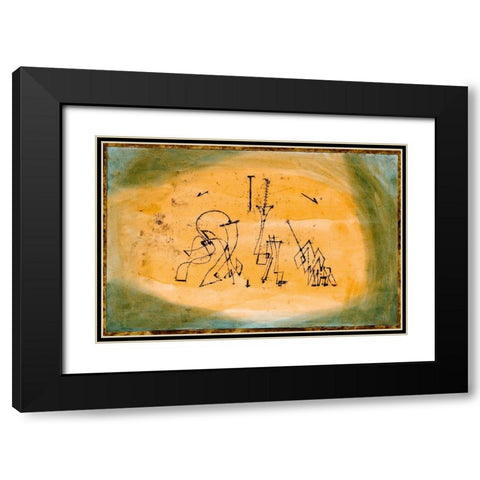 Abstract Trio 1923 Black Modern Wood Framed Art Print with Double Matting by Klee, Paul