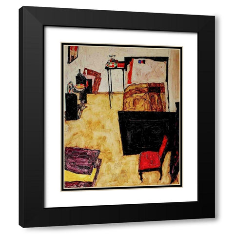 Villa R 1919 Black Modern Wood Framed Art Print with Double Matting by Klee, Paul