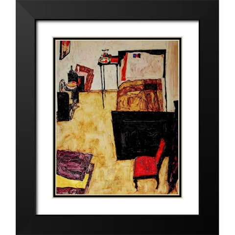 Villa R 1919 Black Modern Wood Framed Art Print with Double Matting by Klee, Paul