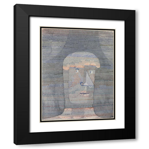 Athletes Head Black Modern Wood Framed Art Print with Double Matting by Klee, Paul