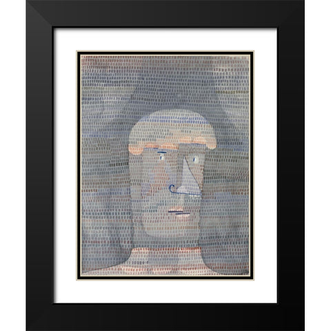 Athletes Head Black Modern Wood Framed Art Print with Double Matting by Klee, Paul