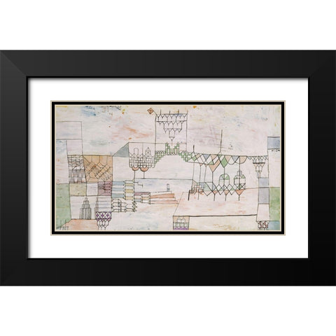 Great Hall for Singers Black Modern Wood Framed Art Print with Double Matting by Klee, Paul