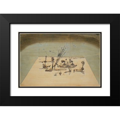 Yellow Harbor Black Modern Wood Framed Art Print with Double Matting by Klee, Paul