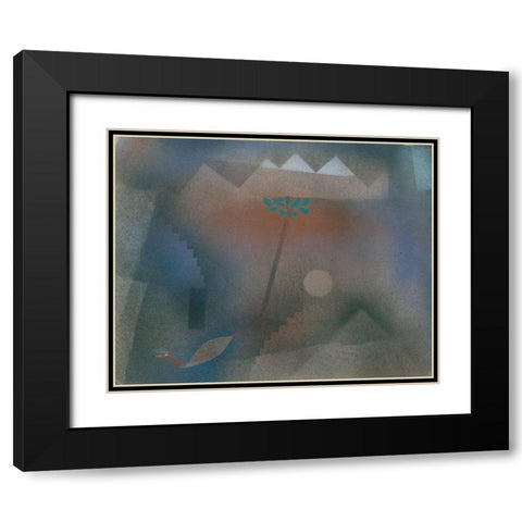 Bird Wandering Off Black Modern Wood Framed Art Print with Double Matting by Klee, Paul