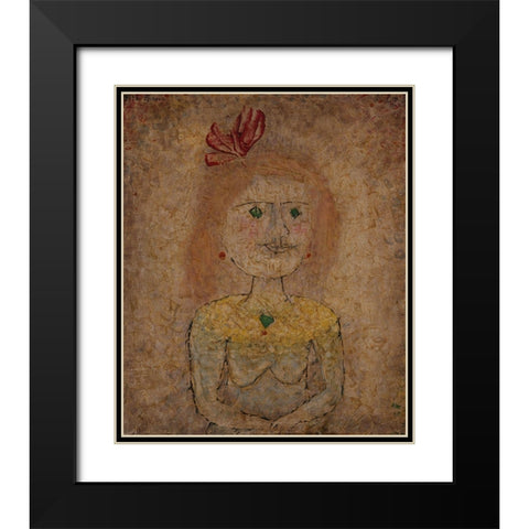 Small Portrait of a Girl in Yellow Black Modern Wood Framed Art Print with Double Matting by Klee, Paul