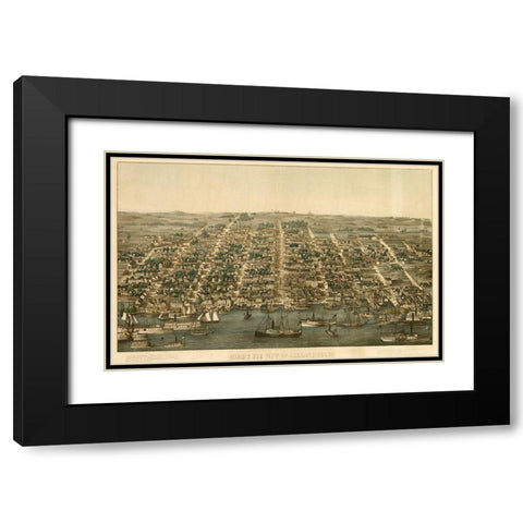 Birds Eye View of Alexandria Virginia 1863 Black Modern Wood Framed Art Print with Double Matting by Vintage Places