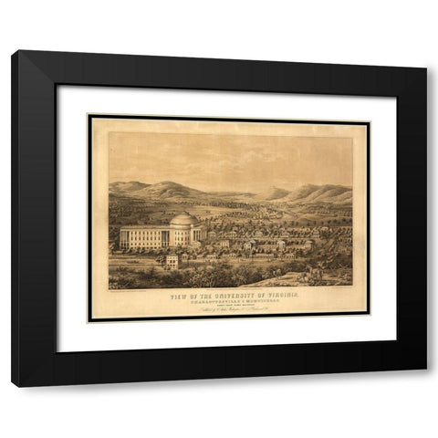 University of Virginia 1856 Black Modern Wood Framed Art Print with Double Matting by Vintage Places