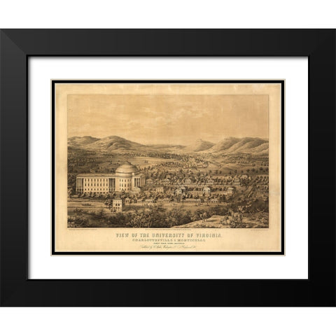 University of Virginia 1856 Black Modern Wood Framed Art Print with Double Matting by Vintage Places