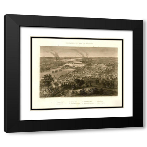 Richmond Virginia and Vicinity during the Civil War 1863 Black Modern Wood Framed Art Print with Double Matting by Vintage Places