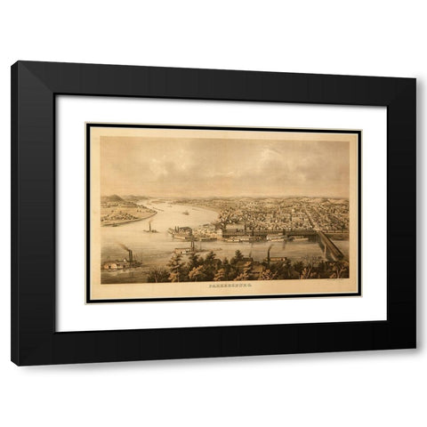 Parkersburg West Virginia 1861 Black Modern Wood Framed Art Print with Double Matting by Vintage Places