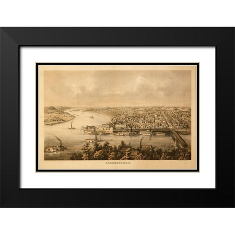 Parkersburg West Virginia 1861 Black Modern Wood Framed Art Print with Double Matting by Vintage Places