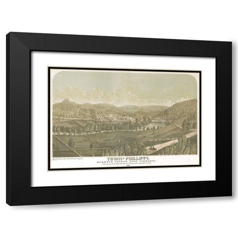 Town of Philippi Barbour County West Virginia 1861 Black Modern Wood Framed Art Print with Double Matting by Vintage Places