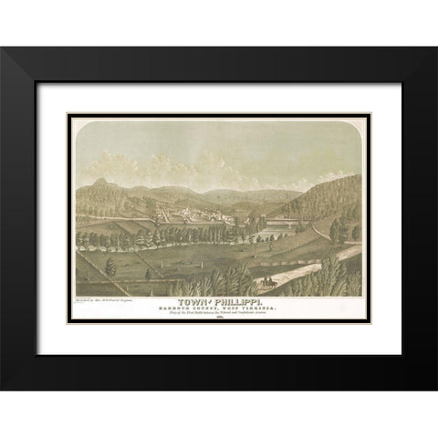 Town of Philippi Barbour County West Virginia 1861 Black Modern Wood Framed Art Print with Double Matting by Vintage Places